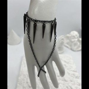 Asphire Gothic Finger Ring Chain Bracelet Layered Lariat Tassel Slave